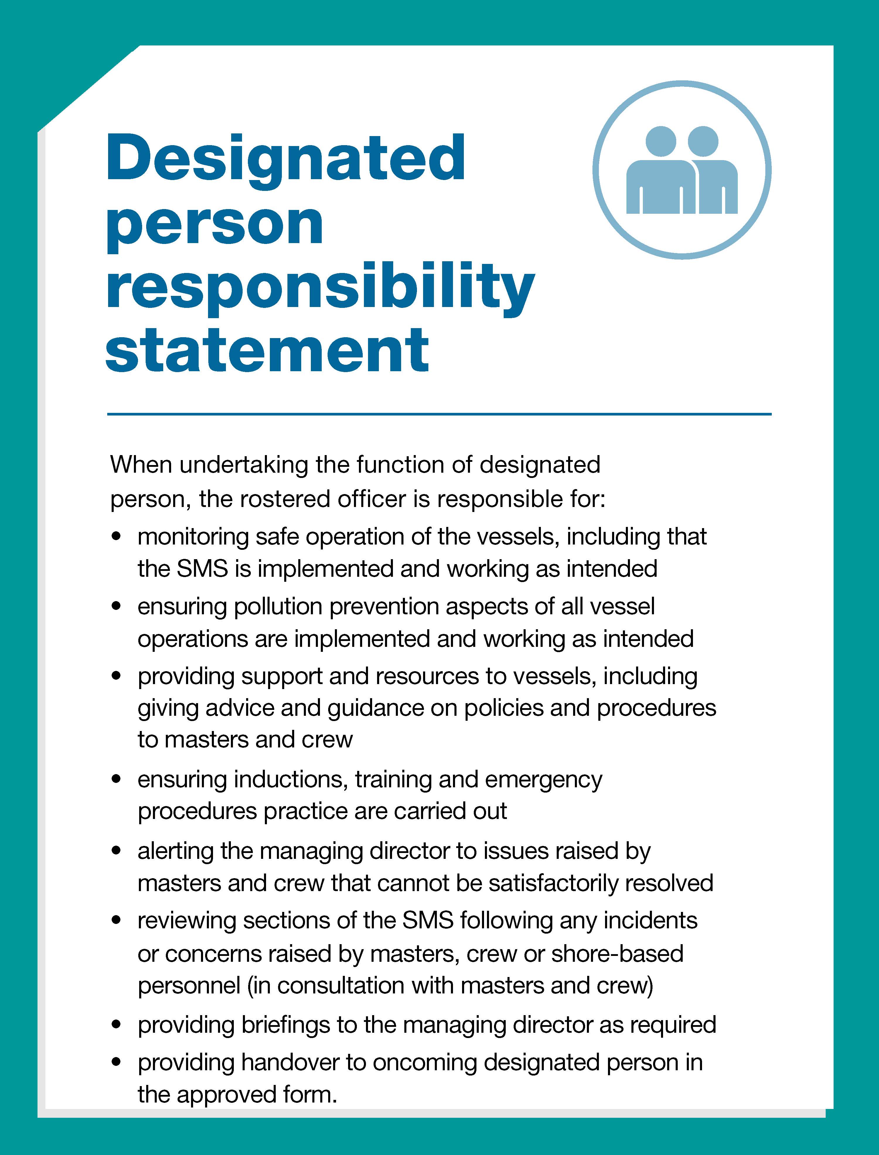 Designated person responsibility statement