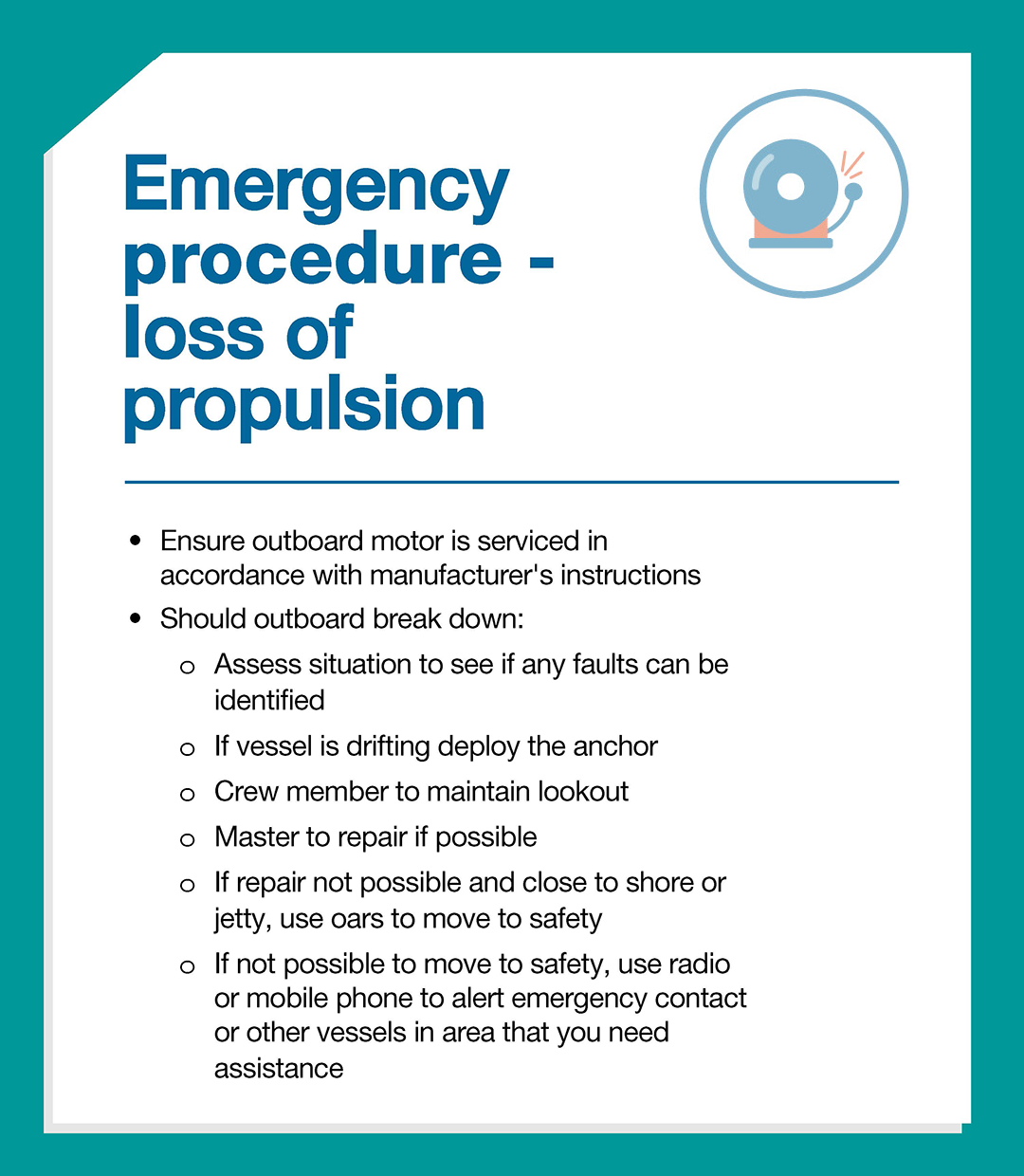 Emergency procedure - loss of propulsion