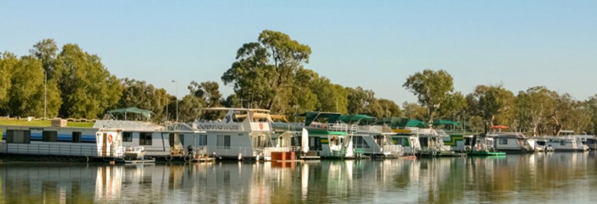 House boats in still water