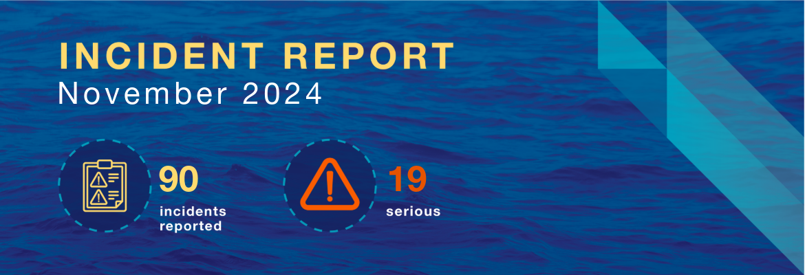 November 2024 Incident report news banner indicating 90 incidents reported, 19 of which were serious incidents