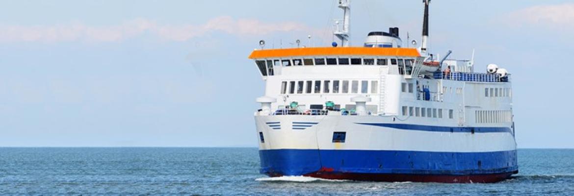 Ferry sailing on the ocean.