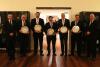 Tasmania Police officers (from second left) Inspector Lee Renshaw, Sergeant John Pratt, Senior Constable Robert Round, Senior Constable Darren Leary and Senior Constable Ben Cunningham were presented with the Australian Search and Rescue Award by National
